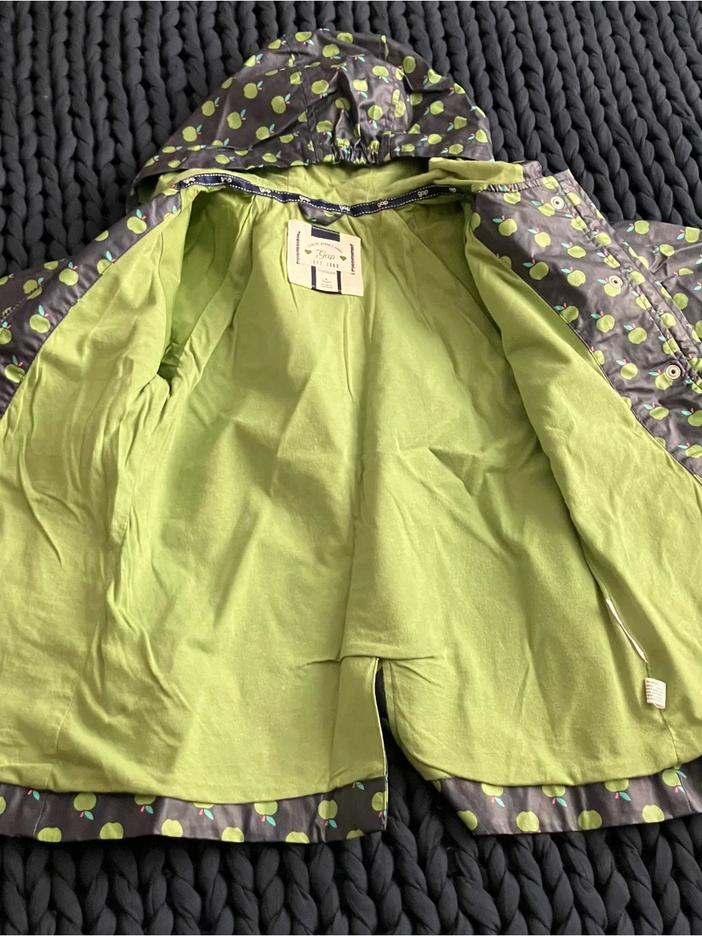 Kids Green and Navy Blue Raincoat - Picture 6 of 7